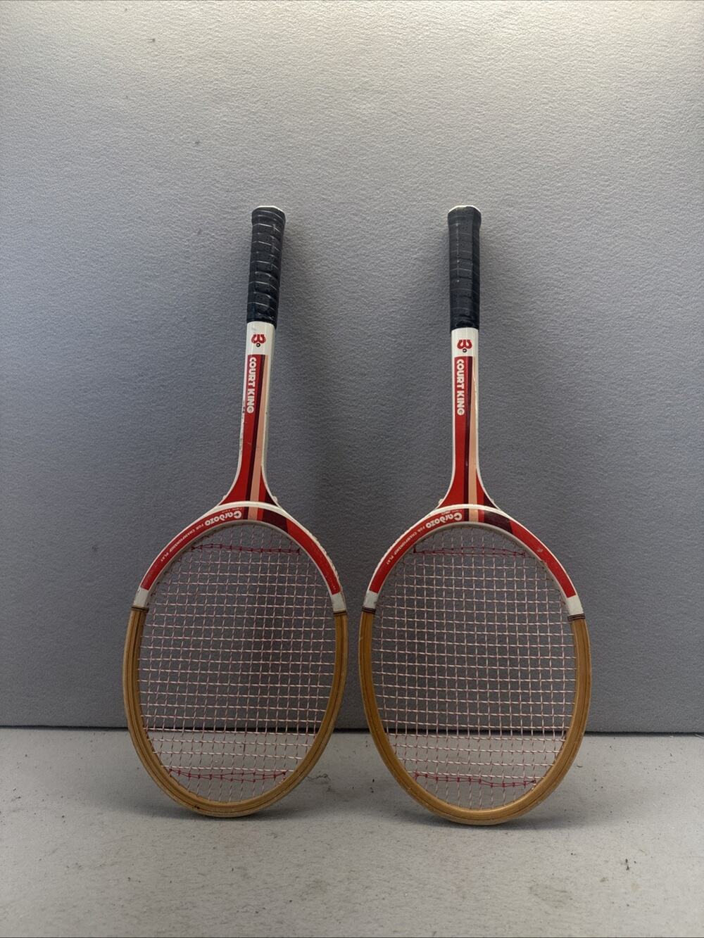 Pair Vintage Wilson Court King Wood Tennis Racquets Cardozo Mid Century Decor